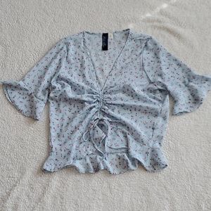 Francesca's Floral Print Ruffle Top